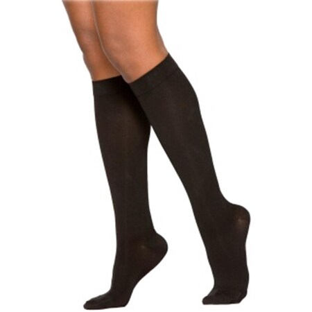 Sigvaris Cotton 233CSLW99-S 30-40 mmHg Womens With Grip Top Socks- Black - Small- Long 233CSLW99/S